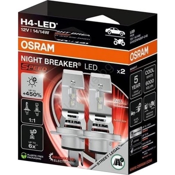 OSRAM КОМПЛЕКТ ОТ 2 LED автомобилни крушки NIGHT BREAKER SPEED H4 P43T/14W/12V 6000K - Osram (OA0098)