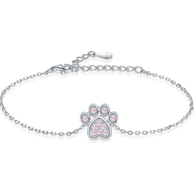 Olivie stříbrný náramek TLAPKA PINK 8105