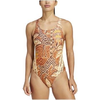 Adidas Бански костюм Adidas Farm Rio 3 Stripes swimsuit - Multicolor (Mystery Brown / Almost Yellow)
