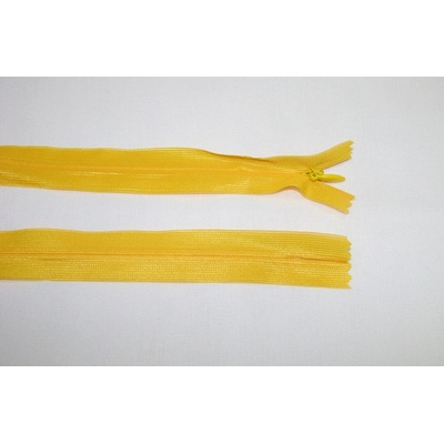 Zips krytý 3mm žltý nedeliteľný 50cm dederon