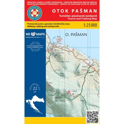 Otok Pašman turistická mapa HGSS