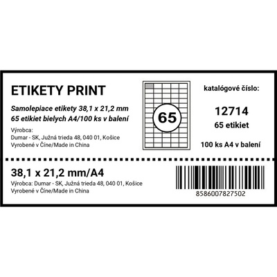 Etikety print 38,1 x 21,2 mm A4/100ks