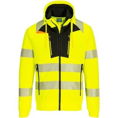 Portwest DX484 Reflexná mikina s kapucňou žltá/čierna