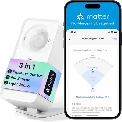Meross MS600MA интелигентен сензор за присъствие Wifi, съвместим с Matter, БЯЛ (MEROSS-MS600MA)