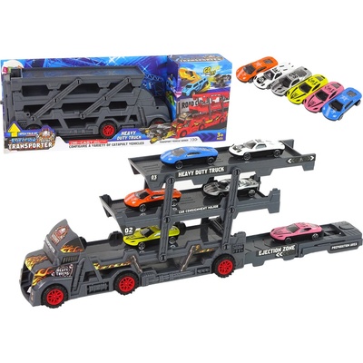 LEANToys Velký 3patrový odtahový vůz s autíčky