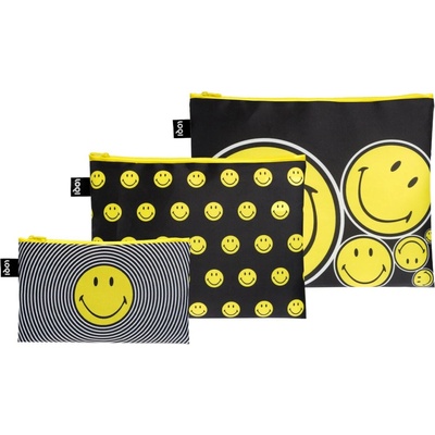 Loqi Smiley cestovní taštičky na zip Spiral Dots Spots 3 ks