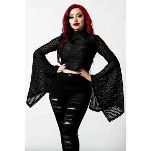 KILLSTAR Дамска тениска с дълги ръкави KILLSTAR - Phases Striped - Черен - KSRA004151