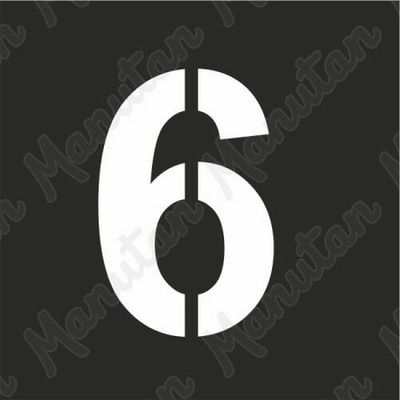 Šablona číslice 6, plast 470 x 470 x 0,5 mm výška číslice 320 mm