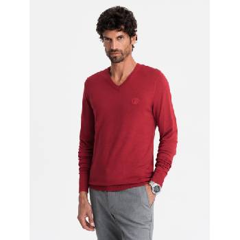 Ombre Clothing Елегантен мъжки пуловер BASIC с V-образно деколте Омбре Облекло Ombre Clothing | Cherven | МЪЖЕ | S
