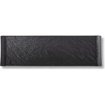 Obdélníkový servírovací talíř 30x9,5 cm Wilmax, černý porcelán s imitací kamene