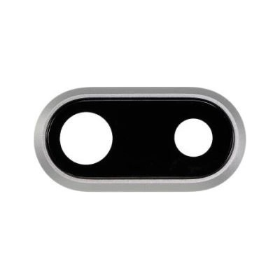 Apple iPhone 8 Plus - Sklíčko Zadnej Kamery s Rámom (Silver), Silver