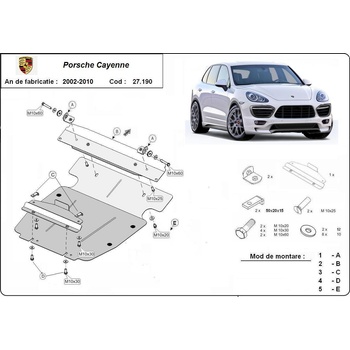 Scut Motor - Румъния Метална кора под двигател porsche cayenne (957) от 2007 до 2010 (73803)