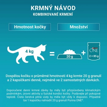 Purina One Adult Mini filetky s kuraťom a zelenými fazuľkami v šťave 26 x 85 g