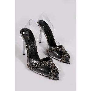 Moda Trend Дамски сандали с висок ток - Платинен цвят #329435 (329435_Platinum)