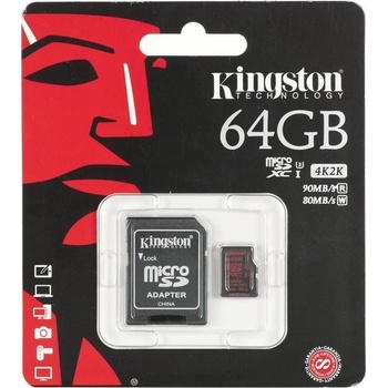 Kingston microSDXC 64GB UHS-I U3 + adapter SDCA3/64GB