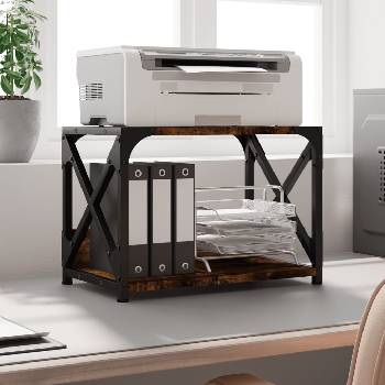 Image 1 of vidaXL Стойка принтер опушен дъб 2 нива 44x26x31, 5 см инженерно дърво (833982)