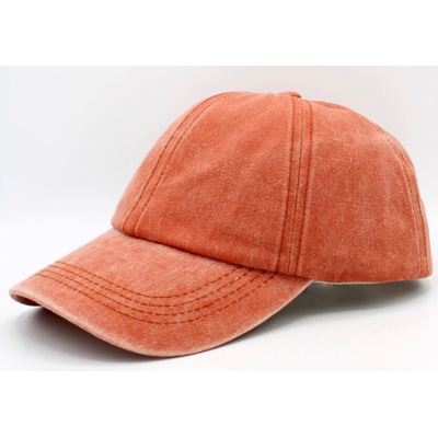 Fiebig Headwear since 1903 Oranžová z seprané bavlny Baseball Cap Washed Cotton