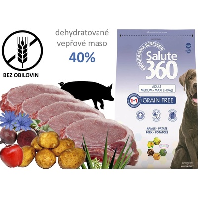Salute dog Grain Free vepřové & brambor 12 kg