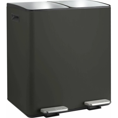 Spirella pedálový odpadkový koš na tříděný odpad Aliya, matný černý, ocel, 2 × 20 l