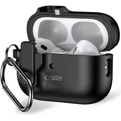 Tech-Protect Тънък калъф Tech-Protect с карабинер за Apple AirPods Pro 1 / 2 - черен (5906302376261)
