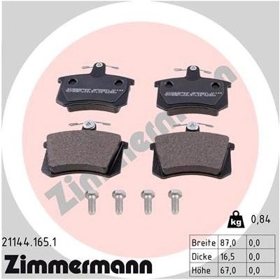 Sada brzdových destiček, kotoučová brzda ZIMMERMANN 21144.165.1