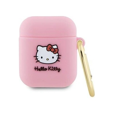 Hello Kitty Liquid Silicone 3D Kitty Head Logo Pouzdro pro AirPods 1/2 HKA23DKHSP