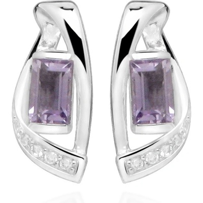 Silver Cat stříbrné se syntetickými ametysty SC472