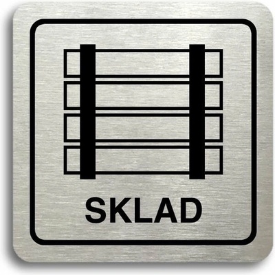 Accept Piktogram „sklad" (80 × 80 mm) (strieborná tabuľka – čierna tlač)