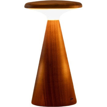 Gingko LED настолна лампа в тъмно естествен цвят с дървен абажур (височина 14 cm) Sylva - Gingko (G056M-WT)