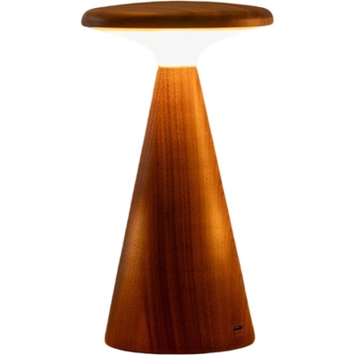 Gingko LED настолна лампа в тъмно естествен цвят с дървен абажур (височина 14 cm) Sylva - Gingko (G056M-WT)