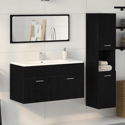 vidaXL Комплект мебели за баня 3 pcs Черния дъб Инженерно дърво (3334326)