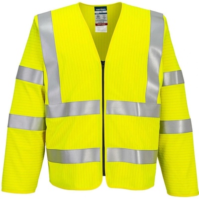PortWest HI-VIS Bizflame FR616 reflexní antistatcká a nehořlavá vesta na zip s dlouhým rukávem HV žlutá
