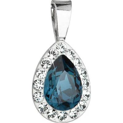 Swarovski Elements Pear rhodiovaný (přívěsek + řetízek) modrá slzička, kapka 34252.3 Denim blue modrá