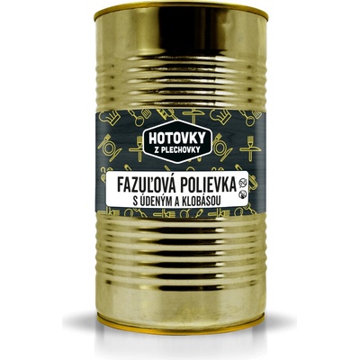 Hotovky z Plechovky Fazuľová polievka s údeným a klobásou 1200 ml