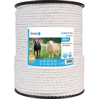 Lano pro elektrický ohradník, průměr 6 mm, bílé, délka 200 m