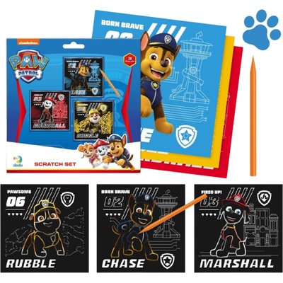 DODO Škrabací obrázek 3ks barevný Tlapková patrola Paw Patrol 20x20cm