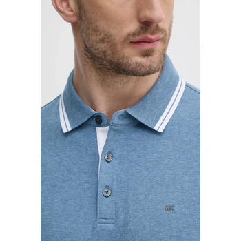 Michael Kors Памучна тениска с яка Michael Kors в синьо с изчистен дизайн (CS2512720B)