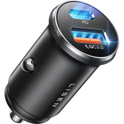 Lisen Зарядно за кола (YL0223090002) - Lisen - бързо зареждане, USB, Type-C, PD36W, QC18W - Черно