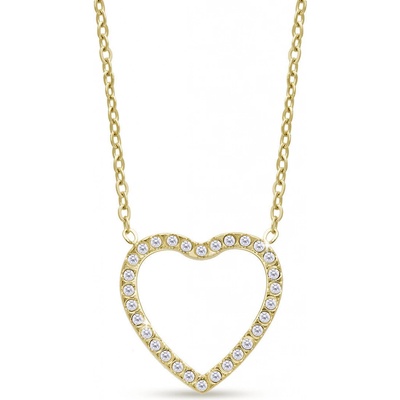 Biju Pozlacený řetízek z chirurgické oceli, srdce 3002394