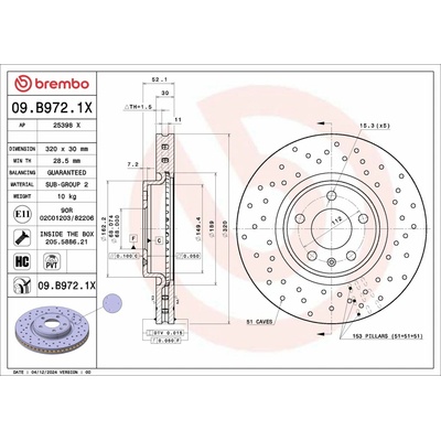 BREMBO Brzdový kotúč 09.B972.1X