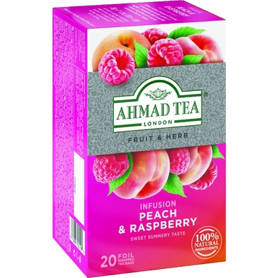 Ahmad Tea ovocný čaj Broskev a malina 20 x 1,8 g