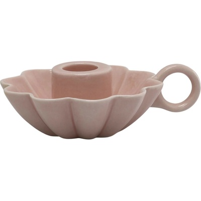 Růžový keramický svícen ve tvaru květu s očkem Massy - Ø 10*4 cm - Chic Antique