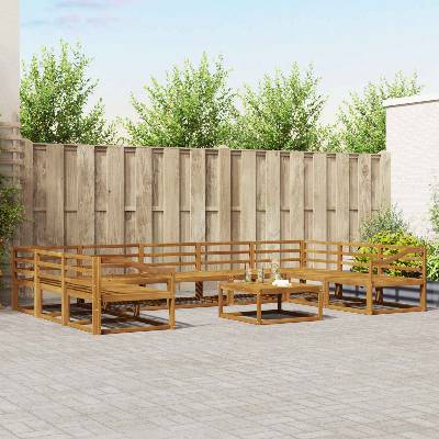 vidaXL Комплект дивани за открито 10 pcs Естествен (3368217)