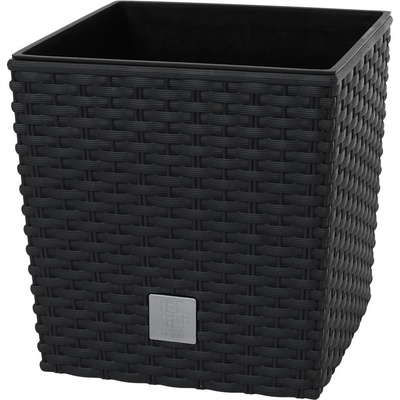 Kvetináč Prosperplast Rato Low antracit, 17 x 17 x 17 cm