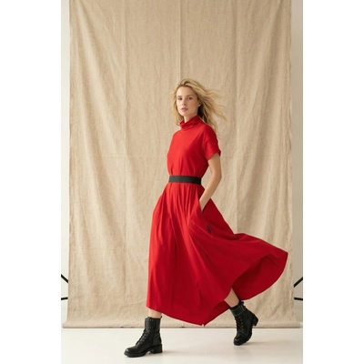 Nanospace By Lada dlouhé rolákové šaty Peyto červené – Hledejceny.cz