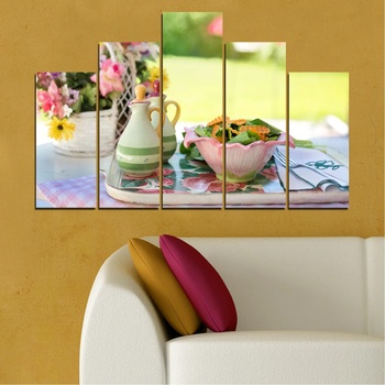 Vivid Home Декоративни панели Vivid Home от 5 части, Цветя, PVC, 160x100 см, 5-та Форма №0522