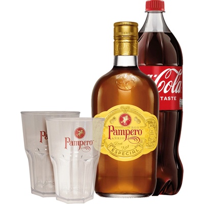 Rum Pampero Especial 40% 0,7 l a Cola 1 l (darčekové balenie 2 Long Poháre)