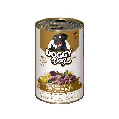 Doggy Dog Wild Boar & Poultry Hearts - bezobilné mokré krmivo pre psov, so srdiečkami z diviaka a hydiny - 12x 400g