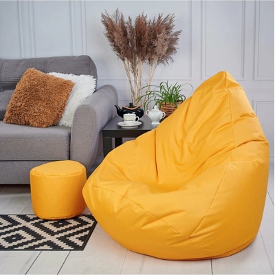 Supplies veľký sedací vak outdoor relax nesnímateľný poťah z polyesteru žltý