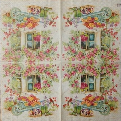 Home fashion servítky Okno a trakař 33x33cm